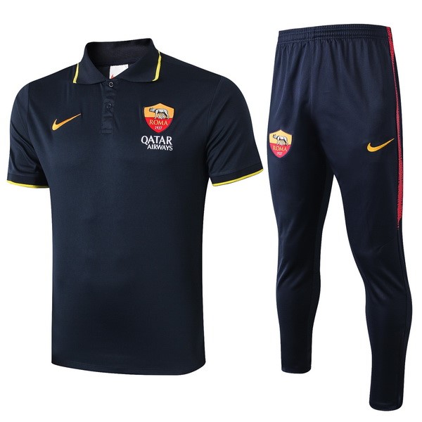 Polo Conjunto Completo As Roma 2019/20 Negro Amarillo